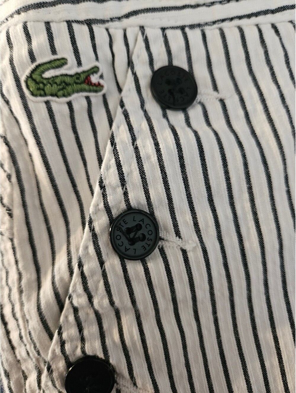 Lacoste Striped Chino Sailor Shorts with Button Detail-Med (28"-30")-Vintage - Picture 4 of 10